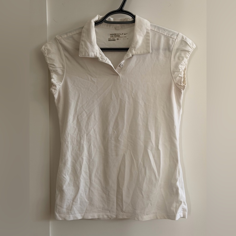 Nike White Cap-Sleeve Polo Shirt